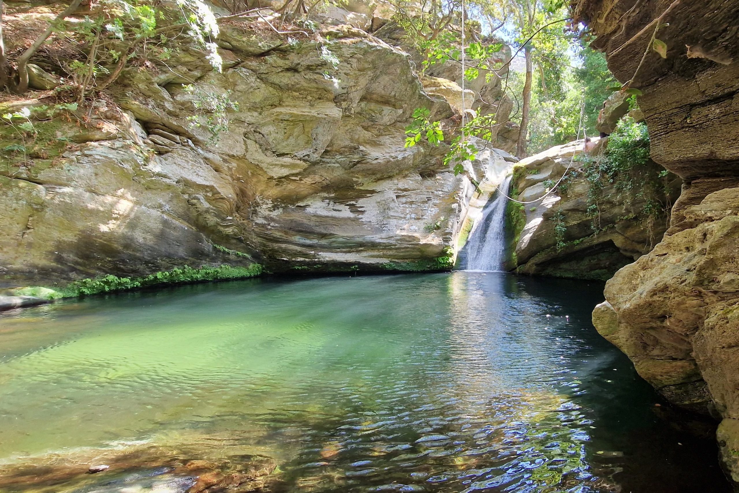 Secret waterfall in andros greece